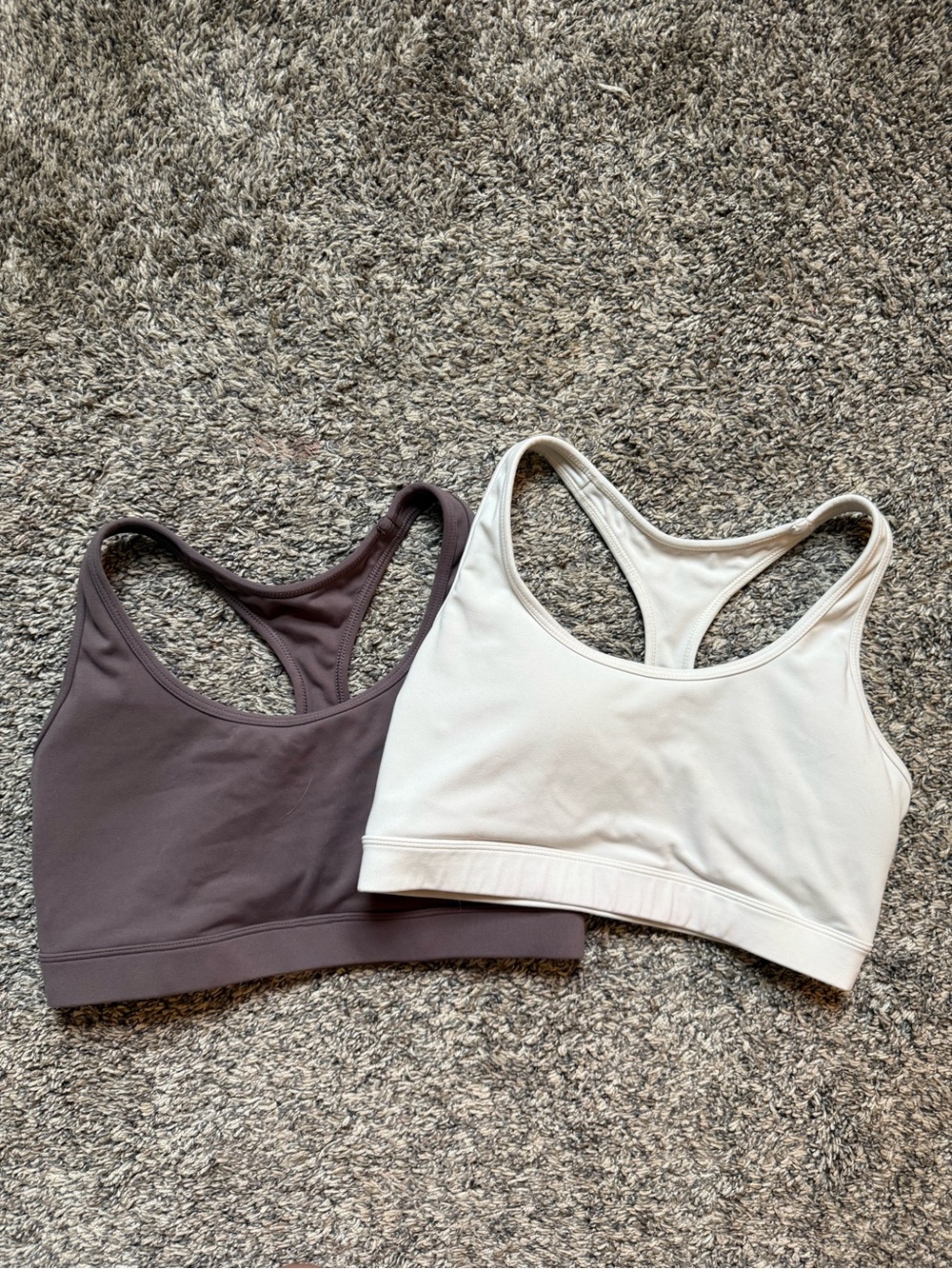 H&M Racerback Sports Bras in Cream and Brown